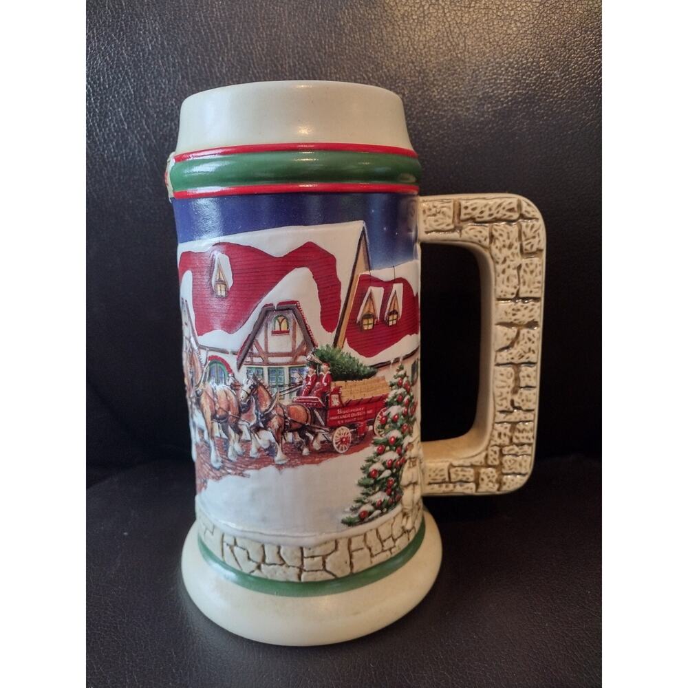 Vintage 1998 Budweiser Grant's Farm Holiday Beer Stein Mug Clydesdale Collectors
